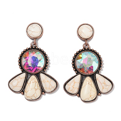 Alloy Synthetic Turquoise Dangle Stud Earrings EJEW-U053-04A-R-1