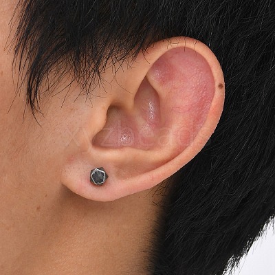 Stainless steel Hexagon Stud Earrings PW-WG255A2-01-1