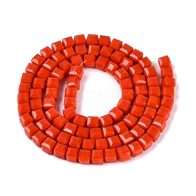 Opaque Glass Beads Strands GLAA-R041-8x8mm-C04-1