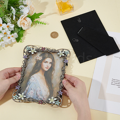 Rectangle Zinc Alloy Enamel Photo Frame Stand AJEW-WH0794-88-1