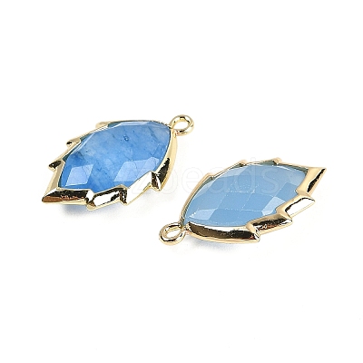 Dyed Natural Jade Faceted Leaf Pendants G-I375-04G-17-1