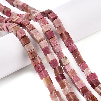 Natural Rhodonite Beads Strands G-T139-6x6-03-1