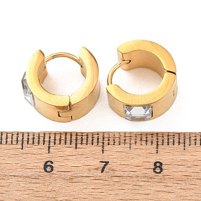 304 Stainless Steel & Clear Cubic Zirconia Chunky Hoop Earrings for Women EJEW-K302-13G-1