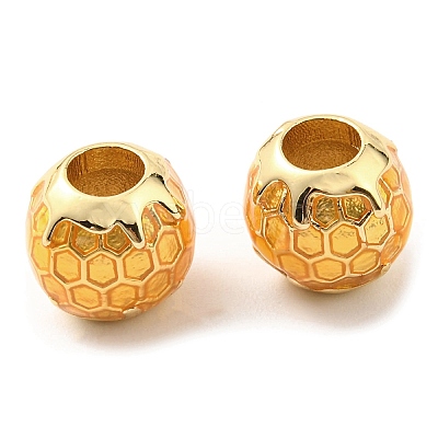 Brass Enamel European Beads KK-M247-07G-1