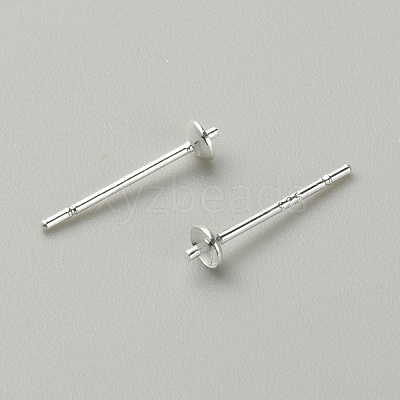 Brass Pearl Cup Stud Earring Findings STER-WH0013-02-1