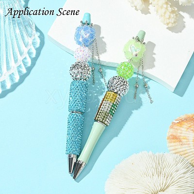 Handmade Polymer Clay Rhinestone Tassel Dangle Beads CLAY-H003-01G-01-1