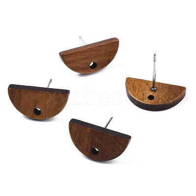 Walnut Wood Stud Earring Findings MAK-N032-012-1