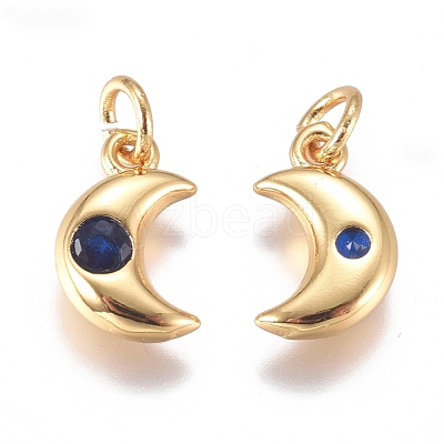 Brass Micro Pave Cubic Zirconia Charms ZIRC-G168-56G-03-1