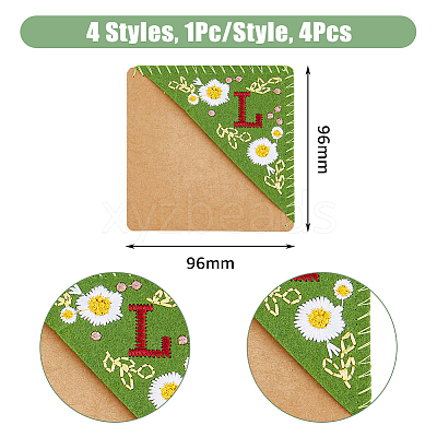 4Pcs 4 Style Felt Embroidery Bookmarks FIND-HY0003-46L-1