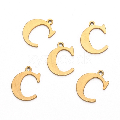 Ion Plating(IP) 304 Stainless Steel Alphabet Charms STAS-H122-C-G-1