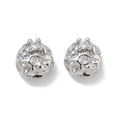 Brass Micro Pave Clear Cubic Zirconia Beads CU-CBA91C0-06P-1