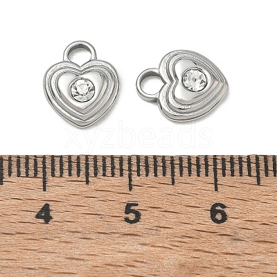 304 Stainless Steel Micro Pave Clear Cubic Zirconia Charms SA-CBA1CA2-08P-1
