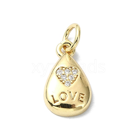 Heart Theme Brass Micro Pave Cubic Zirconia Charms KK-H475-56G-01-1