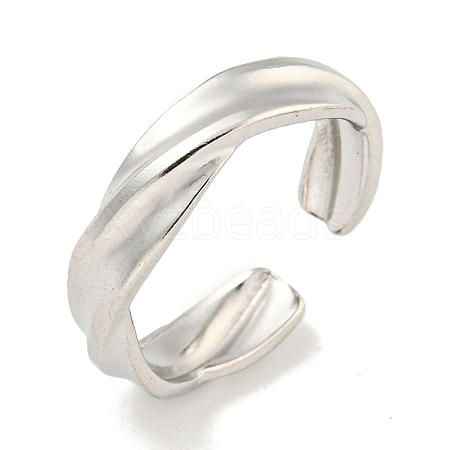 Non-Tarnish Twist 304 Stainless Steel Open Cuff Finger Rings for Unisex RJEW-P114-07P-1