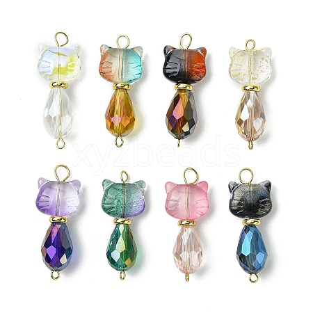 Cat Shapes Glass Links Connector Charms PALLOY-JF03240-1