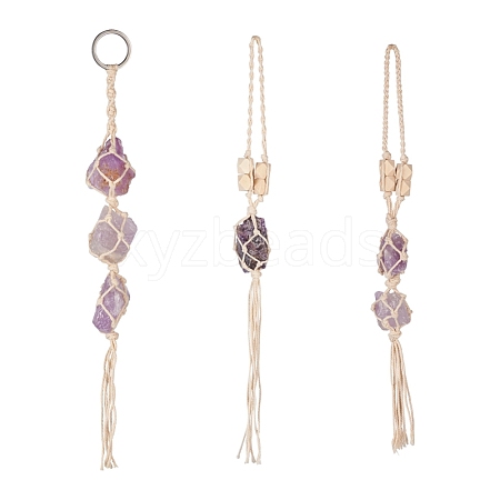 Elecrelive 3Pcs 3 Style Irregular Gemstone Hanging Pendant Decoration HJEW-EL0001-08-1