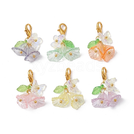 6Pcs Flower Butterfly Acrylic Pendant Decoration HJEW-JM02940-1