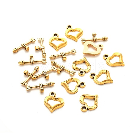 Tibetan Style Heart Toggle Clasps GLF1109Y-NF-1