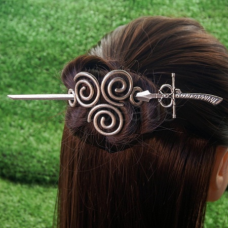 Antique Silver Viking Hair Sticks Hair Pin PW-WG2F806-14-1