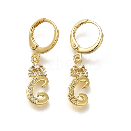 Brass Clear Cubic Zirconia Hoop Earrings EJEW-M045-01C-1