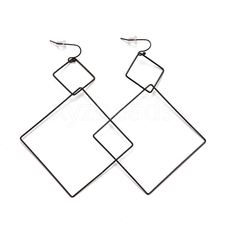 Ion Plating(IP) Rhombus 304 Stainless Steel Dangle Earrings for Women STAS-A057-18EB-1