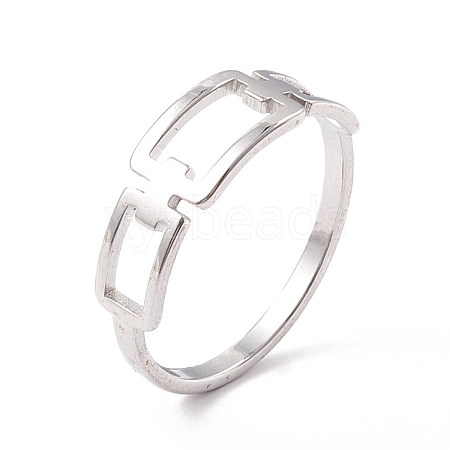 Non-Tarnish 304 Stainless Steel Triple Rectangle Hollow Finger Ring for Women RJEW-B035-02P-1