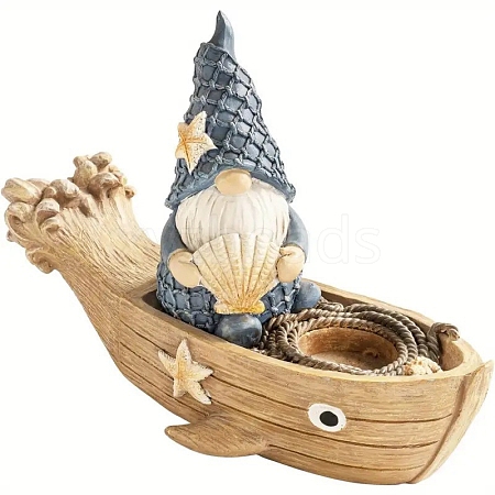 Resin Gnome & Boat Figurines Display Decorations PW-WG4136F-01-1