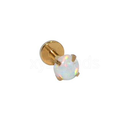 304 Stainless Steel White Synthetic Opal Threadless Labrets For Women Men WGF4990-64-1