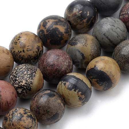 Natural Dendritic Jasper Beads Strands X-G-S259-10-8mm-1