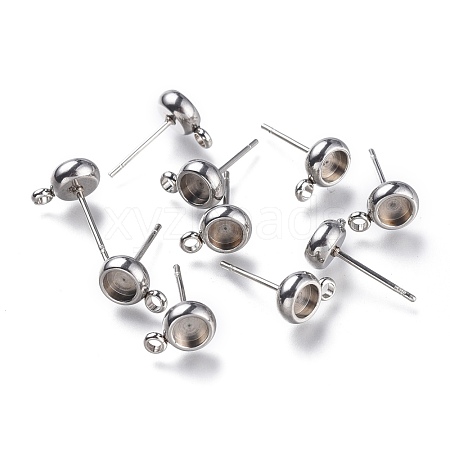 304 Stainless Steel Stud Earring Settings STAS-I161-01A-P-1