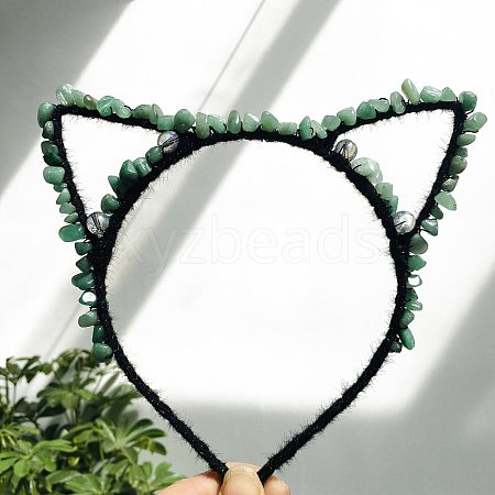 Natural Green Aventurine Hair Bands PW-WG9AADF-24-1