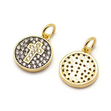 Brass Micro Pave AAA Cubic Zirconia Charms ZIRC-G100-11G-NR-1