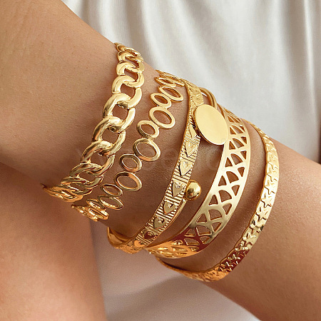 6Pcs 6 Styles Alloy Bangles WG70F83-13-1