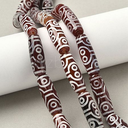 Rice Shape Tibetan Style dZi Beads Strands G-A269-A24-01-1