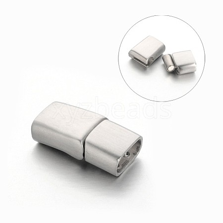 Rectangle 304 Stainless Steel Matte Surface Magnetic Clasps with Glue-in Ends STAS-M195-06-1