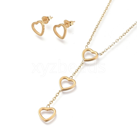 Heart 304 Stainless Steel Jewelry Sets SJEW-M097-17G-1