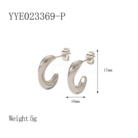 French Vintage Stainless Steel C-Shaped Stud Earrings YQ8592-4-1