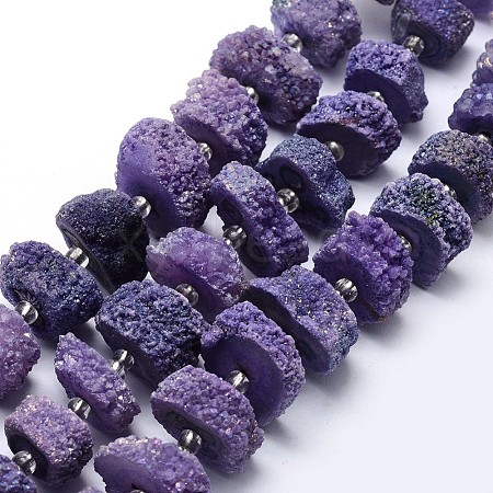 Natural Druzy Quartz Crystal Beads Strands G-F582-B07-1