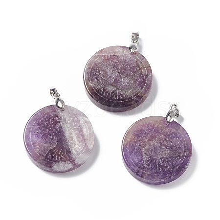 Natural Amethyst Pendants G-P491-05P-04-1