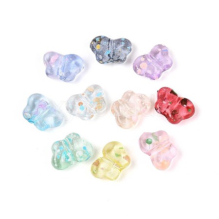 Spray Painted Transparent Acrylic Beads OACR-N149-01-1
