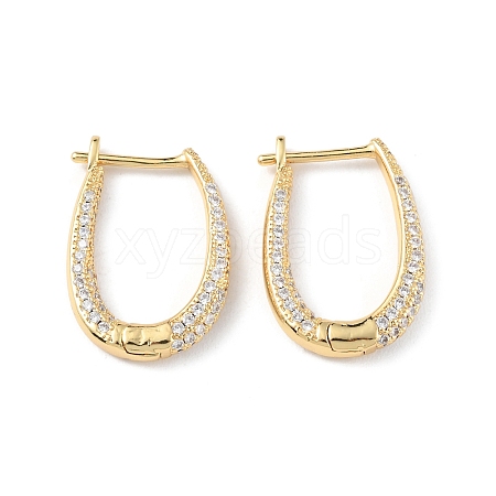 Clear Cubic Zirconia Teardrop Hoop Earrings EJEW-P227-02G-1