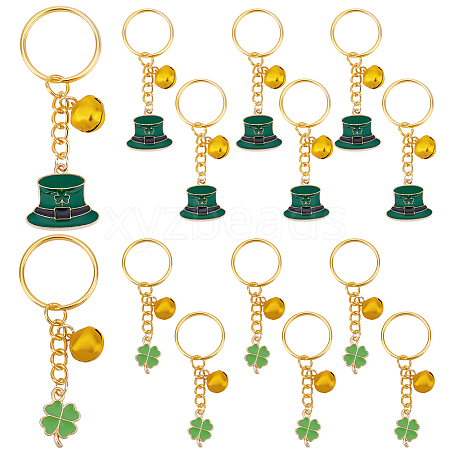   16Pcs 2 Style St.Patrick's Day Alloy Enamel Charms Keychains KEYC-PH0001-70-1