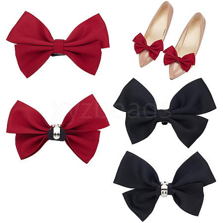 DELORIGIN 2 Pairs 2 Colors Bowknot Polyester Shoe Decorations FIND-DR0001-11-1