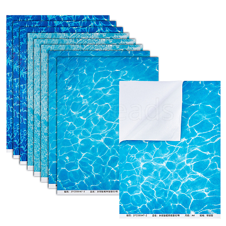 BENECREAT 9 Sheets 3 Styles Coated Paper Water Ripple Stickers STIC-BC0001-05-1
