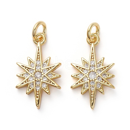 Brass Micro Pave Clear Cubic Zirconia Pendants KK-I658-29G-1