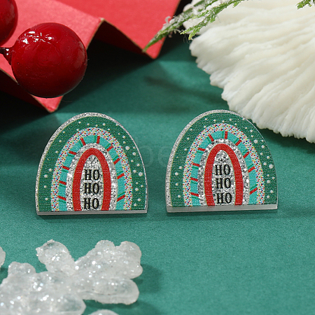 Christmas Tree Rainbow Bridge HOHOHO Glitter Acrylic Stud Earrings FO6059-1