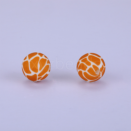 Printed Round Silicone Focal Beads SI-JX0056A-16-1