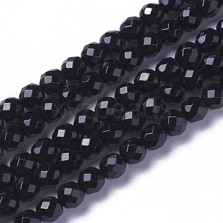 Natural Black Onyx Beads Strands G-F596-28-2mm-1