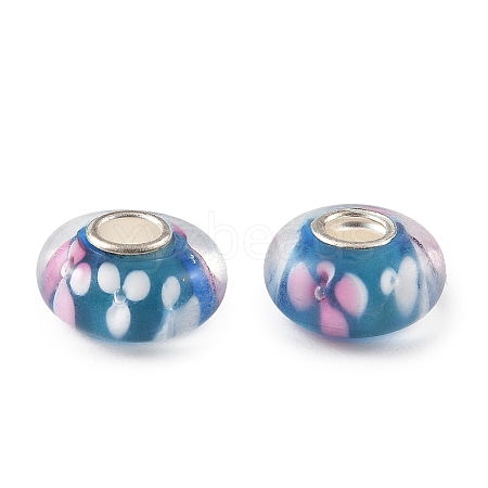 Lampwork & Brass Core European Beads LAMP-P019-01P-17-1