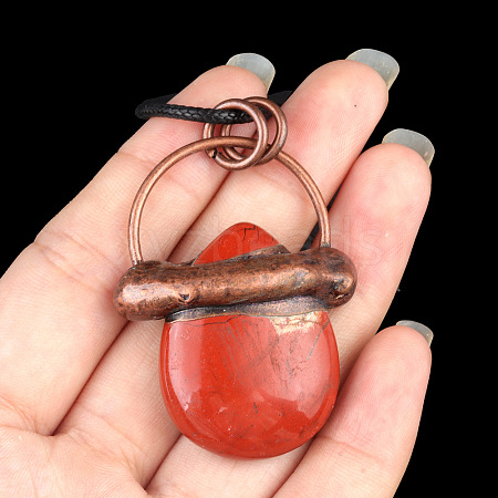 Red Copper Natural Red Jasper Pendants PW-WG1CD35-05-1